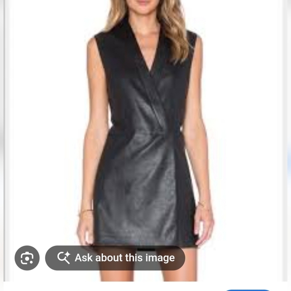 BCBGMaxAzria Black Faux Leather Mini Dress.New No Tag. - Picture 3 of 6